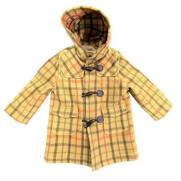 DAKS Plaid Pea Coat Jacket Youth Girls Full Button Pockets - See Measurements - Picture 1 of 6